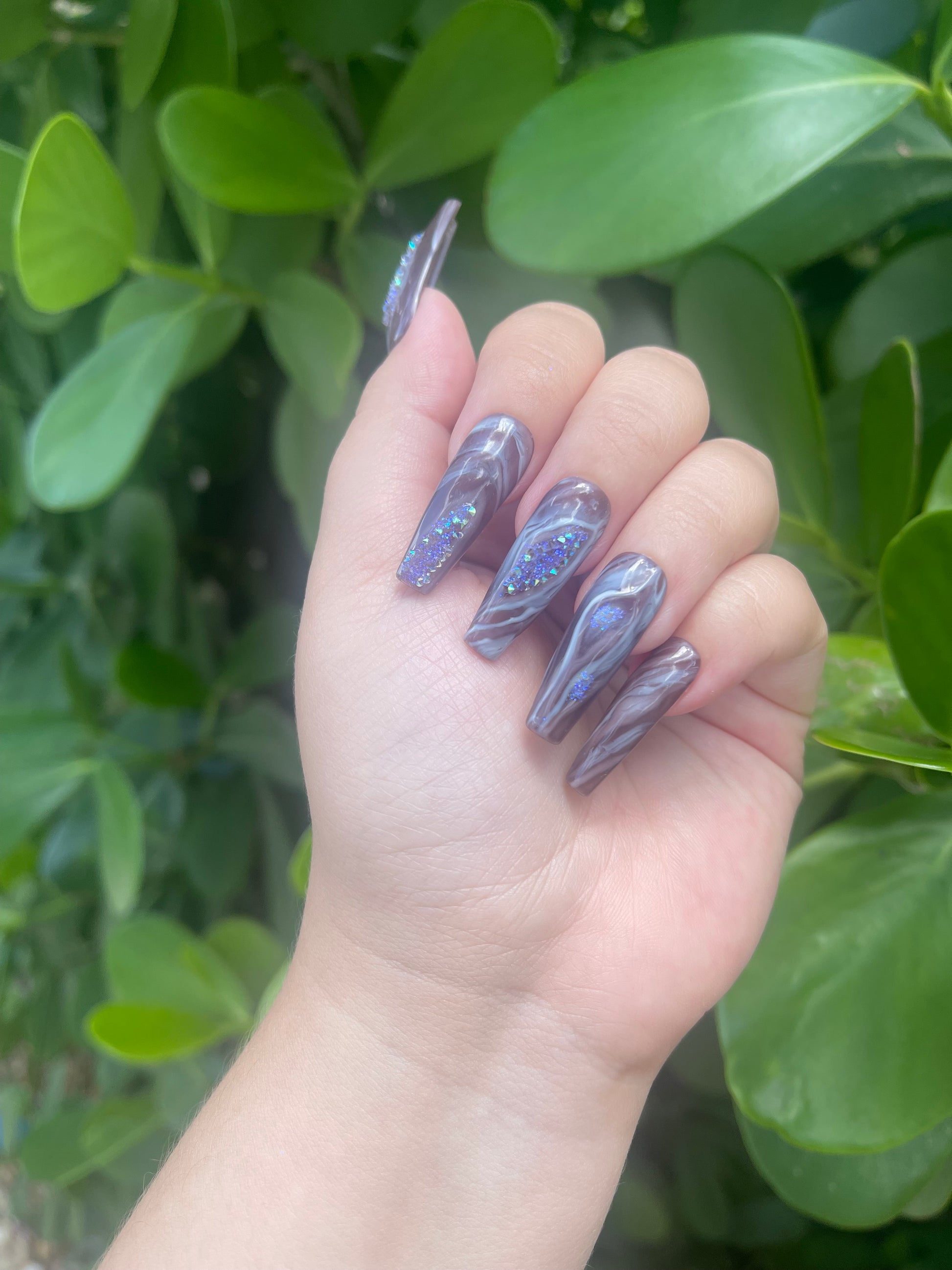 Dragon's Den Press on Nails - Enchanted Forest Designs - fake nails - Crystal press on nails